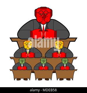 Bürokratie system Regierungsbeamte, Mitarbeiter Cartoon Stil. Unterordnung system Stock Vektor