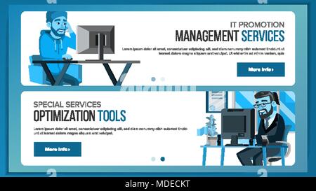 Website Banner Design Template Vector. Business Grafik. Reaktionsschnelle Banner-Schnittstelle. Cartoon Team. Futuristische Strategie. Abbildung: Stock Vektor