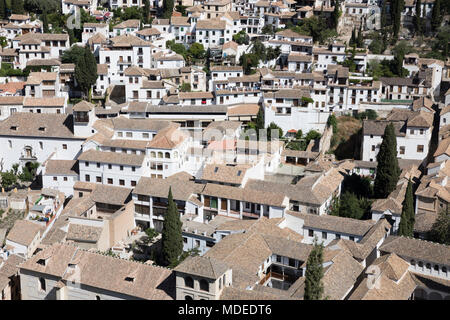 Blick über das Albaicin Bereich von der Alhambra, Granada, Andalusien, Spanien, Europa Stockfoto