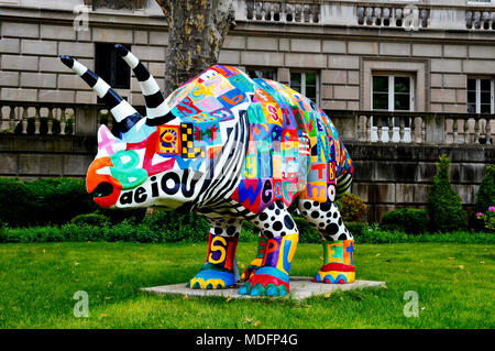 Bunte Skulptur der Dinosaurier, Pittsburgh, Pennsylvania, USA Stockfoto