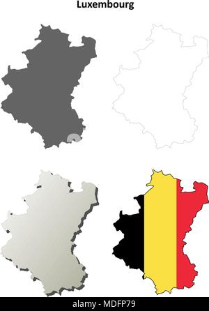 Luxemburg Umriss Karte Set - belgische version Stock Vektor