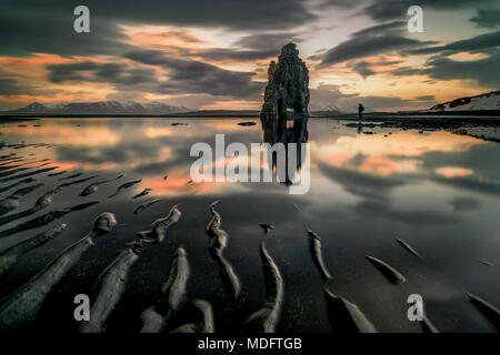 Hvítserkur Meer stack, Halbinsel Vatnsnes, Island Stockfoto