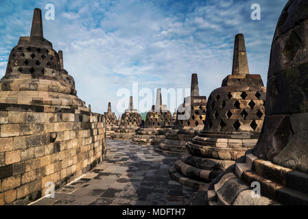 Stupas, Borobudur, Zentraljava, Indonesien Stockfoto