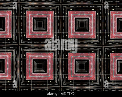 Rote Quadrate und geometrische Formen Muster. Zusammenfassung Hintergrund Abbildung. Stockfoto