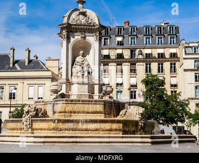 Der Brunnen Saint-Sulpice oder Brunnen der vier Bischöfe. Paris, Frankreich Stockfoto