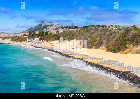 Vila Baleira. Küstenlandschaft der Insel Porto Santo in der Inselgruppe Madeira, Portugal Stockfoto