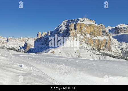Italienischen Dolomiten im Winter von Val di Fassa Ski Area, Trentino-Alto Adige, Italien - Stockfoto