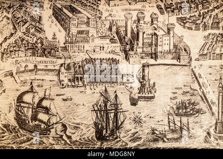 Napoli anzeigen, indem Stopendael 1653 - Kupferstich Stockfoto