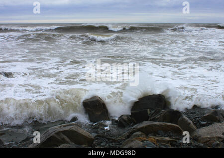 Wave Aktion am Long Beach, Lower East Chezzetcook, Nova Scotia, Kanada Stockfoto