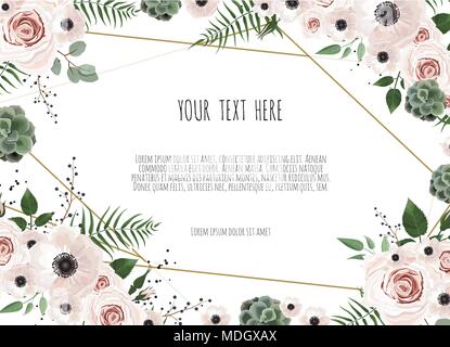 Hochzeit Einladungskarte mit abstrakten floral background Stock Vektor