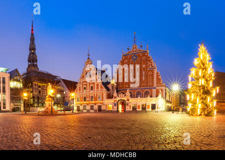 Rathausplatz in der alten Stadt von Riga, Lettland Stockfoto