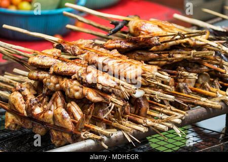 Chicken Satay Sticks, Kuang Si; Luang Prabang, Laos Stockfoto