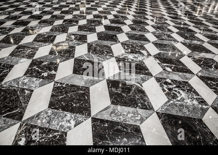 Schwarze und Weiße quadratische optische Täuschung. Abstrakt Schach