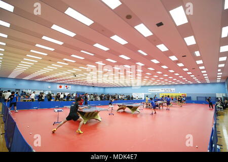 Tokio, Japan. 20 Apr, 2018. Allgemeine Ansicht, 20. April 2018 - Tischtennis: 2018 Welt Tischtennis-WM Japan Team öffentliche Praxis in Tokio, Japan. Credit: Sho Tamura/LBA SPORT/Alamy leben Nachrichten Stockfoto