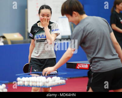 Tokio, Japan. 20 Apr, 2018. Mima Ito (JPN), 20. April 2018 - Tischtennis: 2018 Welt Tischtennis-WM Japan Team öffentliche Praxis in Tokio, Japan. Credit: Sho Tamura/LBA SPORT/Alamy leben Nachrichten Stockfoto