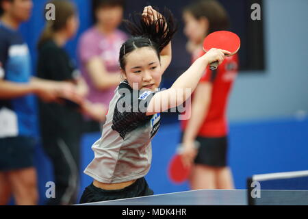 Tokio, Japan. 20 Apr, 2018. Mima Ito (JPN), 20. April 2018 - Tischtennis: 2018 Welt Tischtennis-WM Japan Team öffentliche Praxis in Tokio, Japan. Credit: Sho Tamura/LBA SPORT/Alamy leben Nachrichten Stockfoto