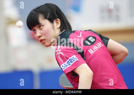 Tokio, Japan. 20 Apr, 2018. Miu Hirano (JPN), 20. April 2018 - Tischtennis: 2018 Welt Tischtennis-WM Japan Team öffentliche Praxis in Tokio, Japan. Credit: Sho Tamura/LBA SPORT/Alamy leben Nachrichten Stockfoto