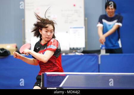 Tokio, Japan. 20 Apr, 2018. Kasumi Ishikawa (JPN), 20. April 2018 - Tischtennis: 2018 Welt Tischtennis-WM Japan Team öffentliche Praxis in Tokio, Japan. Credit: Sho Tamura/LBA SPORT/Alamy leben Nachrichten Stockfoto