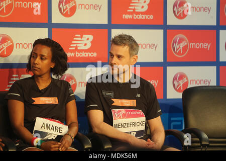 London, UK, 20. April 2018 Pressekonferenz des Teams für das Stephen Lawrence Charitable Trust, Magnus Menzefricke und Selam Amare plus Sonia Watson, @Paul Quezada-Neiman/Alamy leben Nachrichten Stockfoto