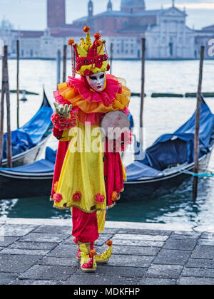 Karneval in Venedig, Kostüme, Masken, Maskenball, Februar, Piazza San Marco, dem Markusplatz Stockfoto