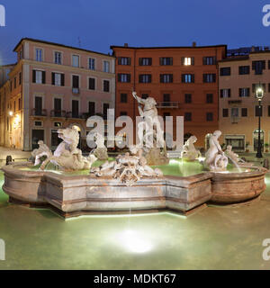 Neptunbrunnen, Fontana del Nettuno, Piazza Navona, Rom, Latium, Italien Stockfoto