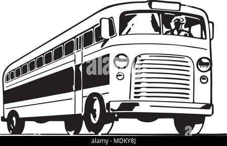 Bus - Retro Ad Art Illustration Stock Vektor