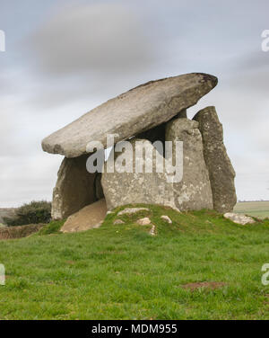 Trethevy Quoit, Alte Grabkammer, in der Nähe von Liskeard, Penzance, Großbritannien Stockfoto