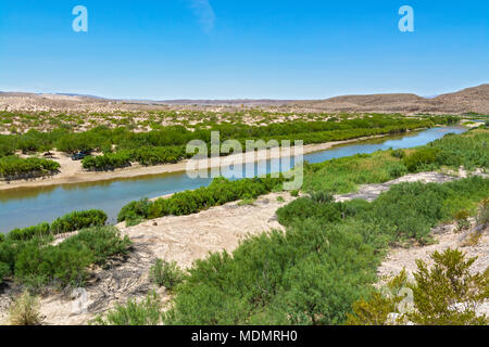 Texas, Big Bend National Park, Boquillas Überfahrt, Blick über Rio Grande in Mexiko Stockfoto