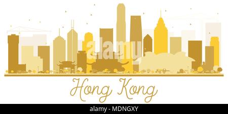 Hong Kong Skyline der Stadt goldene Silhouette. Einfache flache Konzept für Tourismus Präsentation, Banner, Plakat oder Website. Hong Kong Stadtbild Stock Vektor