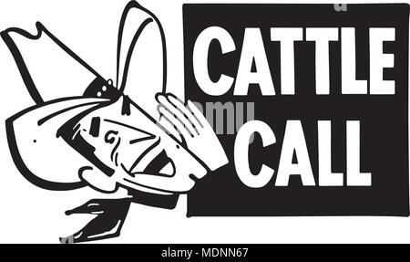 Cattle Call - Retro Clipart Illustration Stock Vektor