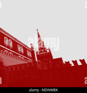 Blick auf den Moskauer Kreml, einem beliebten touristischen Sehenswürdigkeiten. UNESCO-Weltkulturerbe. Getönt. Stockfoto