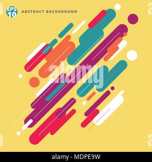 Abstrakte moderne Komposition aus verschiedenen bunten abgerundeten Linien Muster auf gelben Hintergrund. Elements Design verwenden Sie für modernes Design, Abdeckung, p Stock Vektor