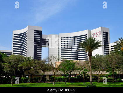 Dubai, VAE - April 8. 2018. Blick vom Hotel Grand Hyatt. Stockfoto