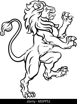 Löwe stand Zügellos heraldischen Wappen Stock Vektor