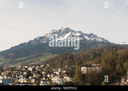 Morgen, Blick auf die Berge von Luzern in der Schweiz Stockfoto