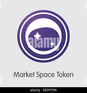 Markt Platz Token kryptographische Währung grafisches Symbol. Stock Vektor