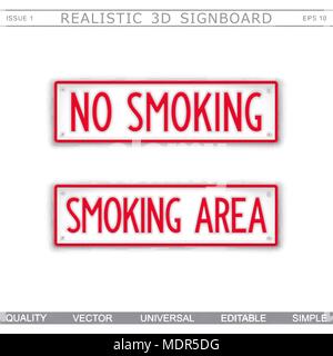 Nicht Rauchen. Raucherbereich. Informationen Namensschild. Ansicht von oben. Vektor Design Elemente Stock Vektor