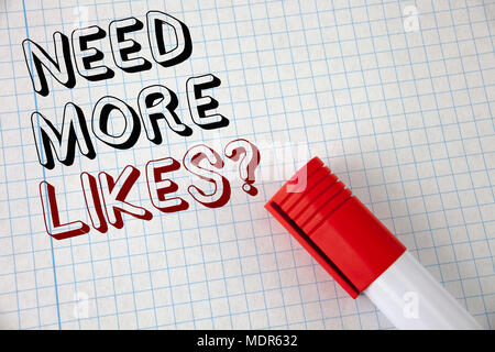 Handschrift text brauchen mehr Mag. Begriff Sinne verbessern erreichen Werbung Marketing SEO Marketing verbessern Notebook Papier Marker neben geschrieben. Stockfoto