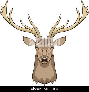 Kopf der Hirsche isoliert auf Weiss. Dieser Vektor Abbildung kann als Druck auf T-Shirts oder anderen verwendet werden Stock Vektor