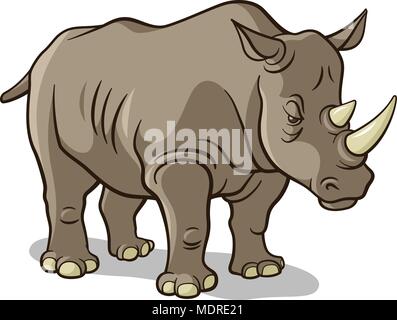 Vector Illustration eines Afrikanischen Rhino isoliert auf weißem Stock Vektor