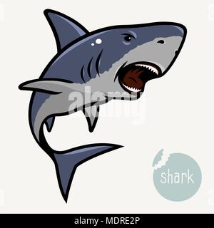 Wütend Shark, Tier- Zeichen für Ihr Design. Dieser Vektor Abbildung kann als Druck auf T-Shirts, Tattoo Element oder andere Zwecke verwendet werden. Stock Vektor