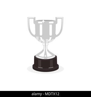 Trophy Silver Cup flache Bauweise auf einem weißen Hintergrund. Award Cup. Vector Illustration Stock Vektor