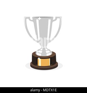 Trophy Silver Cup flache Bauweise auf einem weißen Hintergrund. Vector Illustration Stock Vektor