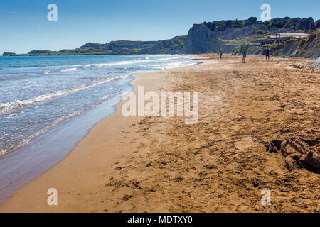 Erstaunlich seascape von Xi Strand, Strand mit rotem Sand in Kefalonia, Ionische Inseln, Griechenland Stockfoto