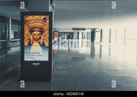 KOLKATA, INDIEN - 26. Januar 2018. Das neue Terminal der Ankunftshalle des Netaji Subhash Chandra Bose International Airport in Kolkata, West Bengal, Indien Stockfoto