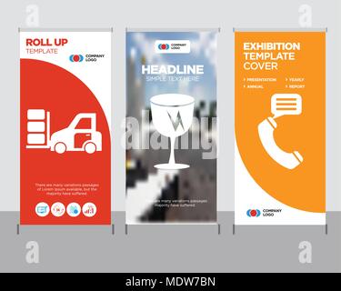 Sprechen telefonisch Congelador modernen business Roll Up Banner Design vorlage, zerbrechliches Glas kreative Poster stehen oder Broschüre Konzept, Pakete tr Stock Vektor