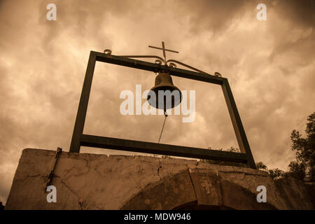 Kirche Bell im Sturm, Paxos Stockfoto