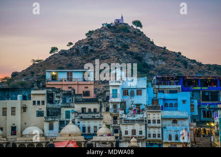 Indien Rajasthan Pushkar Pap Mochani Tempel auf dem Hügel Stockfoto