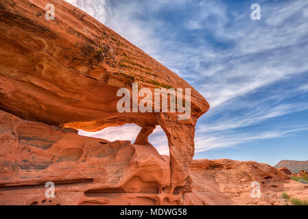 Piano Rock, Natural Arch Bildung. Valley of Fire State Park, Nevada, USA. Stockfoto