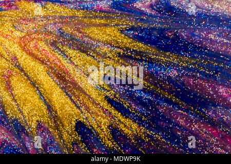 Abstrakte silber gold Rosa und blaue Flüssigkeit glitzer Farbe swirl Hintergrund Stockfoto